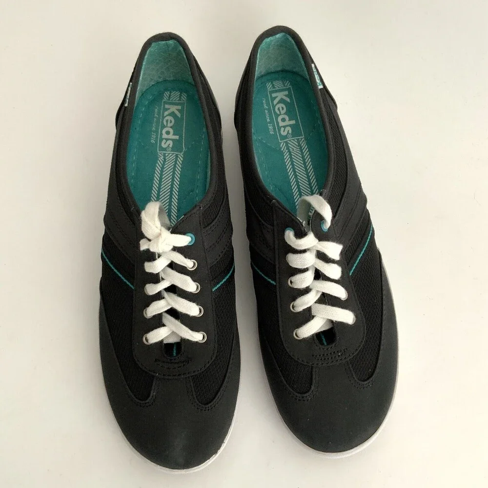 Keds Lace-up Green Trim Sneakers Black 10